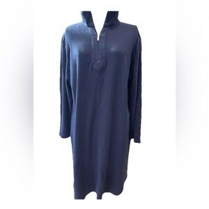 Cali and York ladies navy blue XL shirt dress mock neck 3/4 sleeve shirt dress